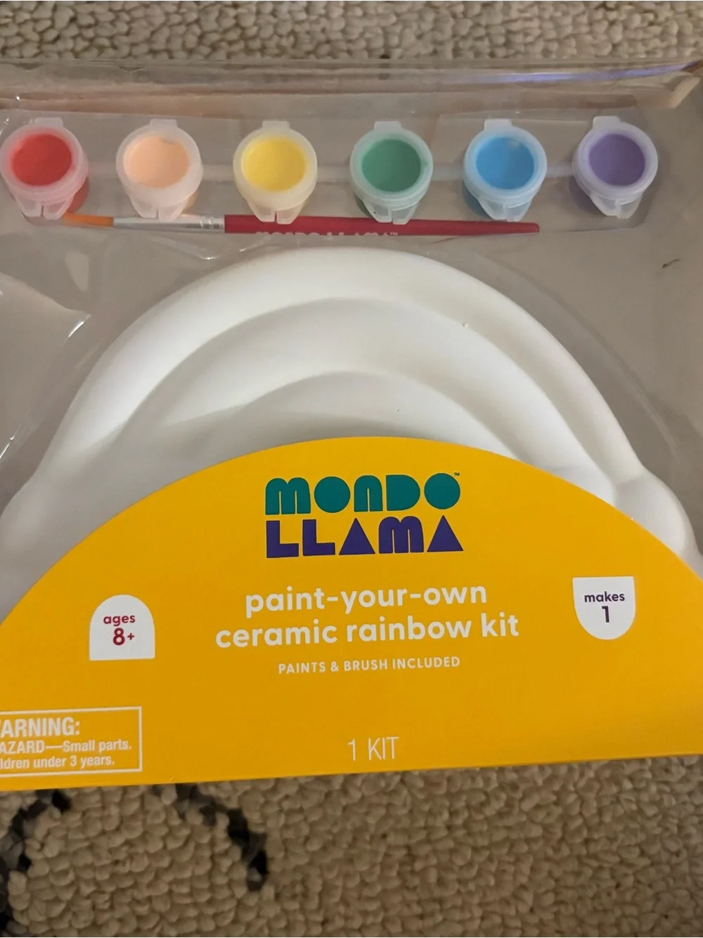 MONDO LLAMA Paint-Your-Own Ceramic Rainbow Kit - White with Multicolor Paints